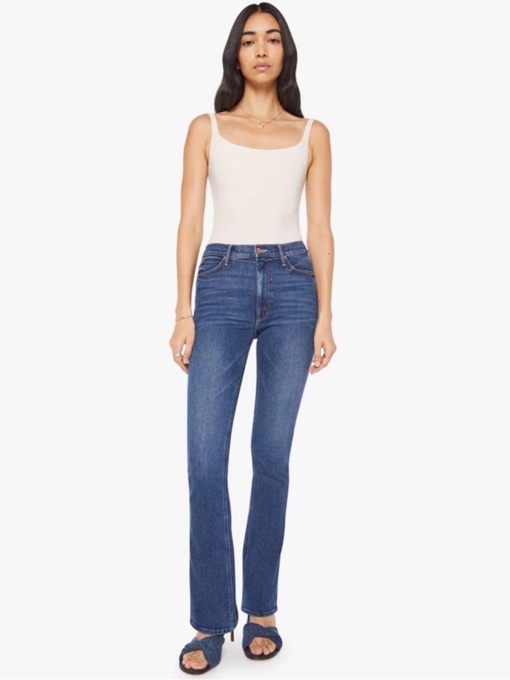 NWT MOTHER High Waisted Runaway in Start Your Engines Jeans Size 26